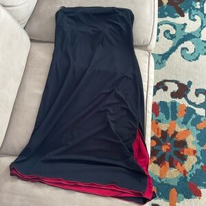 Express Peek-a-boo Black with Red Dress Y2k black strapless asymmetrical size 14